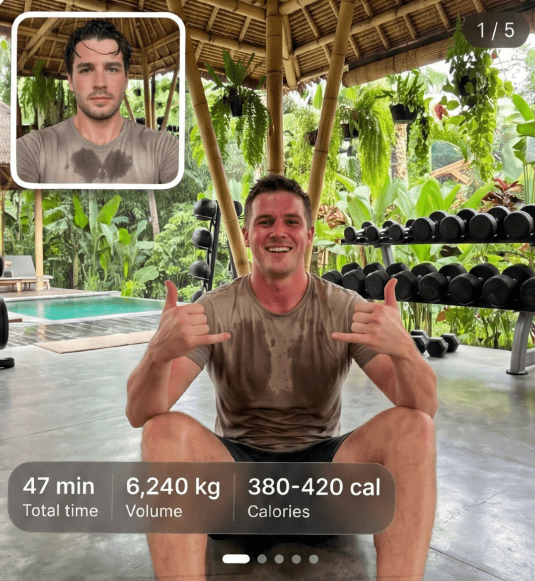 Dual-camera session photo with selfie inset